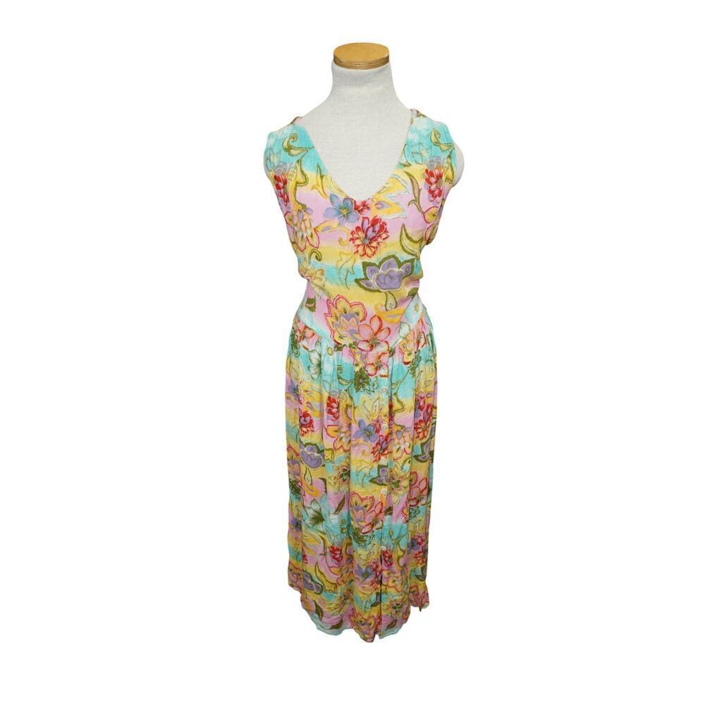 Bila 100% Rayon Floral Midi Dress – Size Large